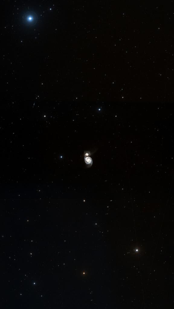 Le ciel autour de NGC 5195, cadré au champ de Seestar S30 Pro